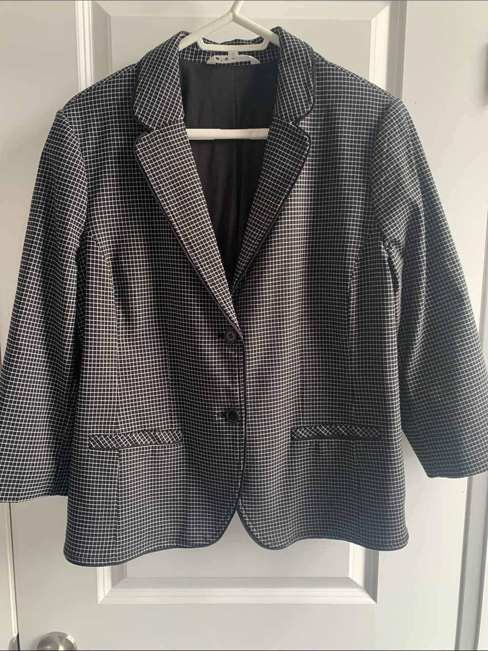 cleo Black and White Checkered Blazer Jacket